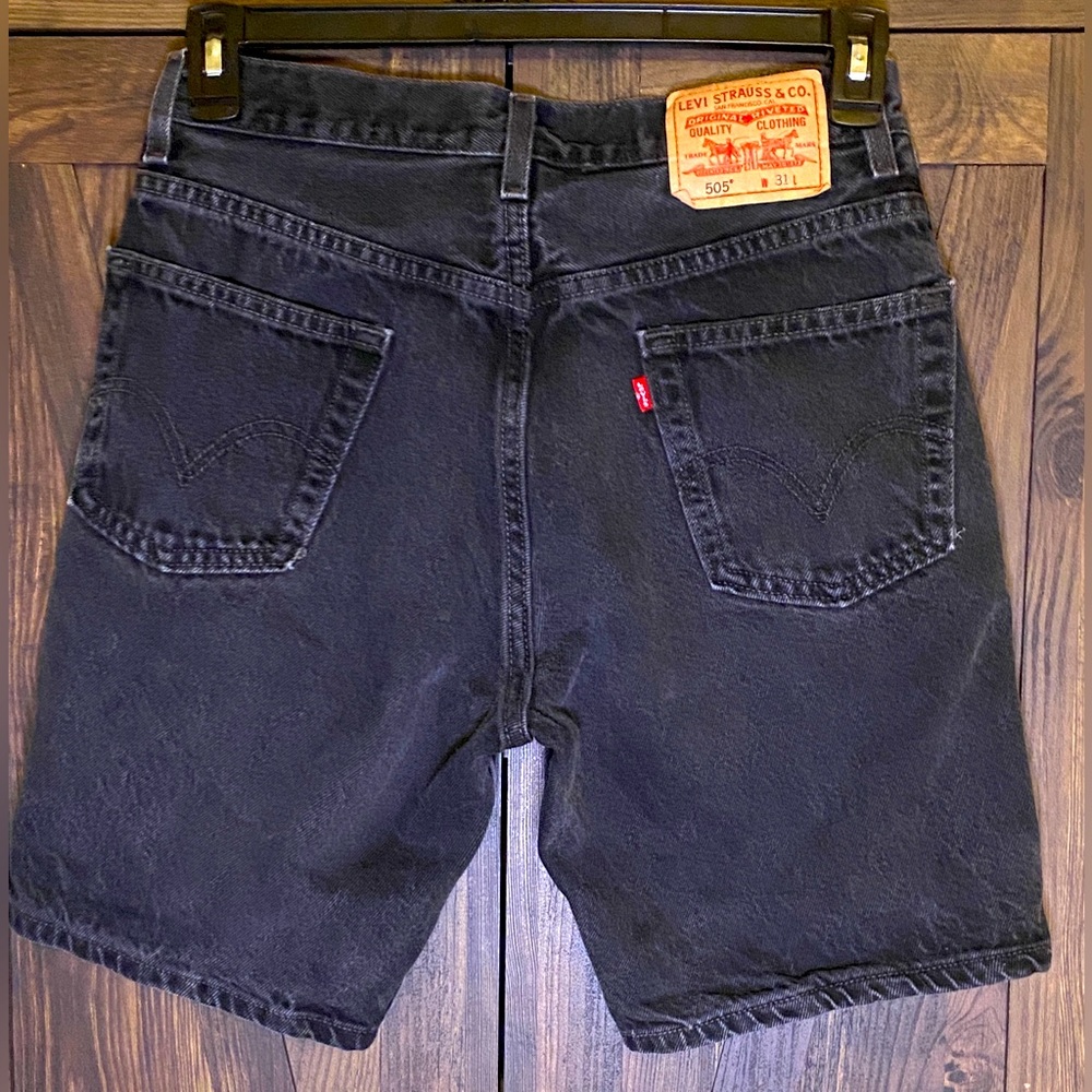 Levi's Black Men's 505 Denim Jean Shorts with Red Tab
